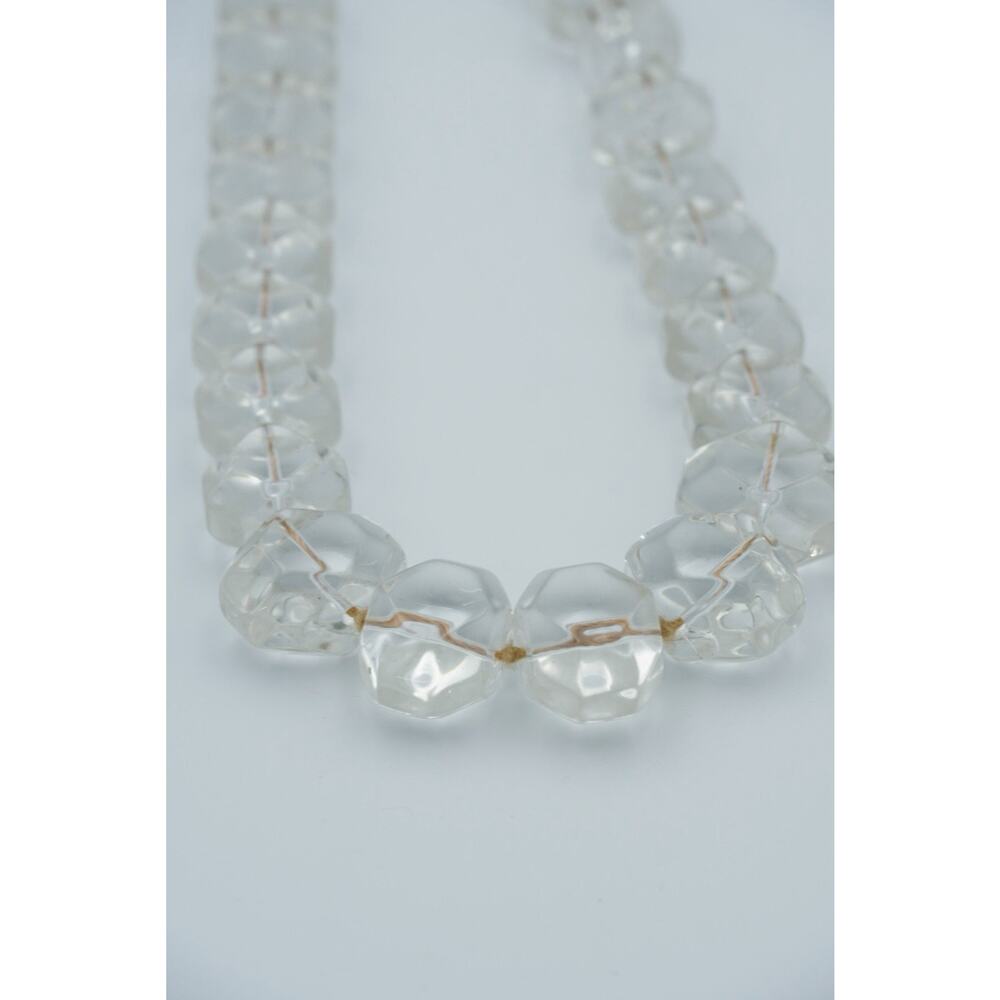 Vintage Clear Glass Chunky Bead Necklace 18 Inches Marked "T" Talbots
